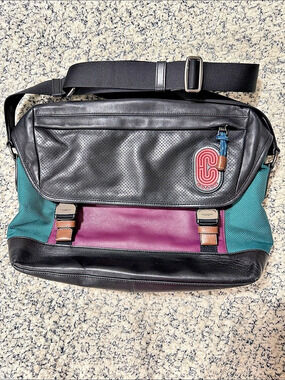 Coach Ranger Messenger Bag Colorblock Dark Sea Green Plum 91240